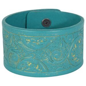 Justin Turquoise Tooled Leather Cuff Bracelet NEW